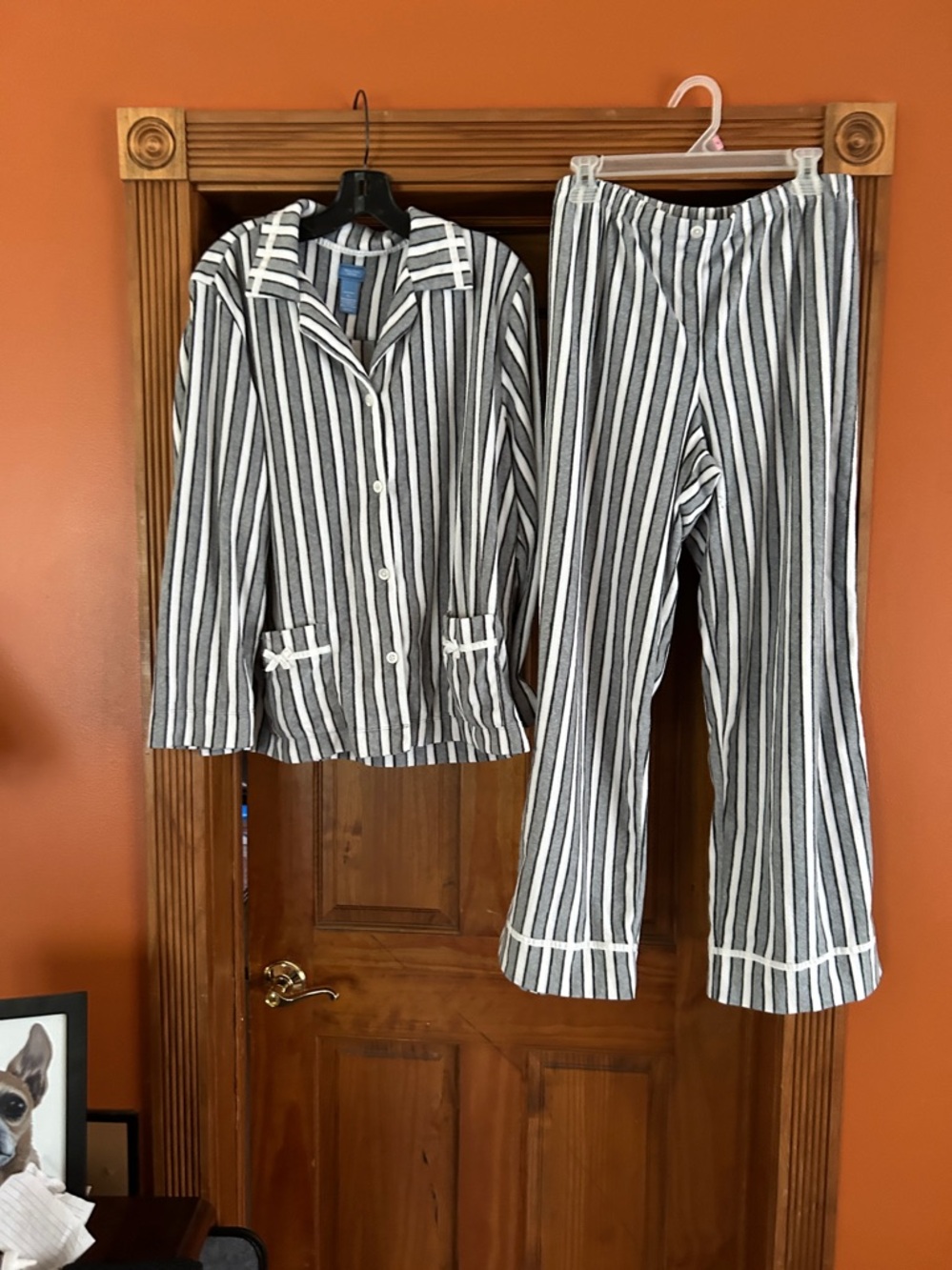 Simply Vera Vera Wang Gray and White Striped Fleece Pajama Top